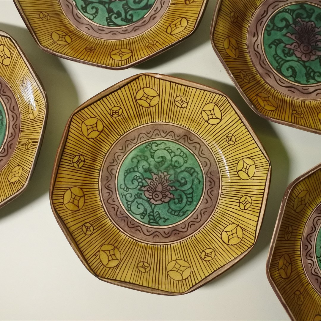 九谷焼八角皿５枚組